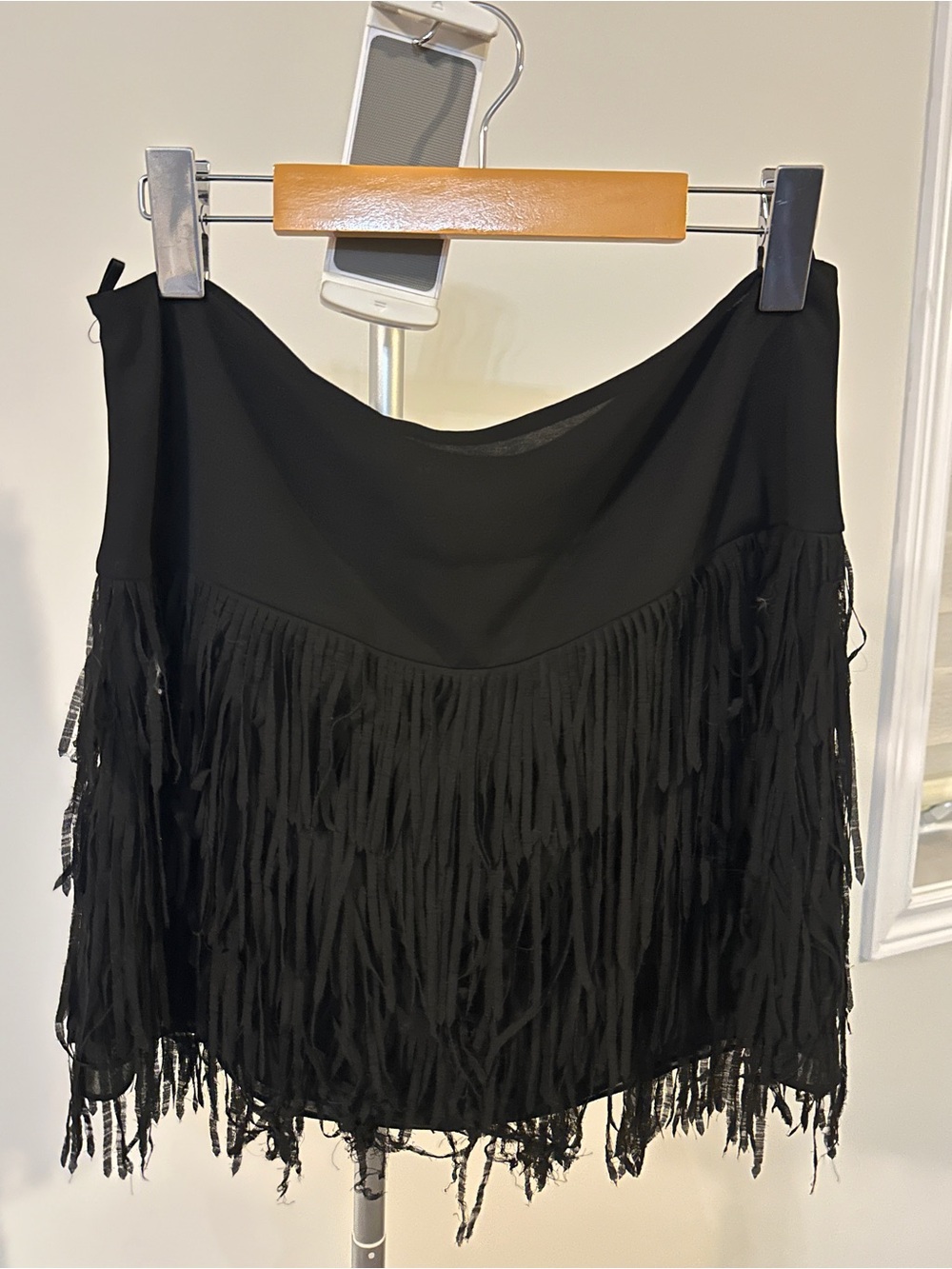 Sisley Black Fringe Mini Skirt - Picture 2 of 4